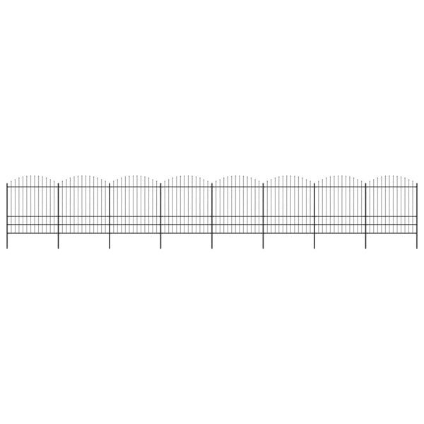Berkfield Garden Fence with Spear Top Steel (1.75-2)x13.6 m Black