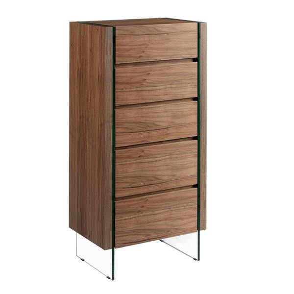 Angel Cerdá Chiffonier Walnut and Tempered Glass 7041
