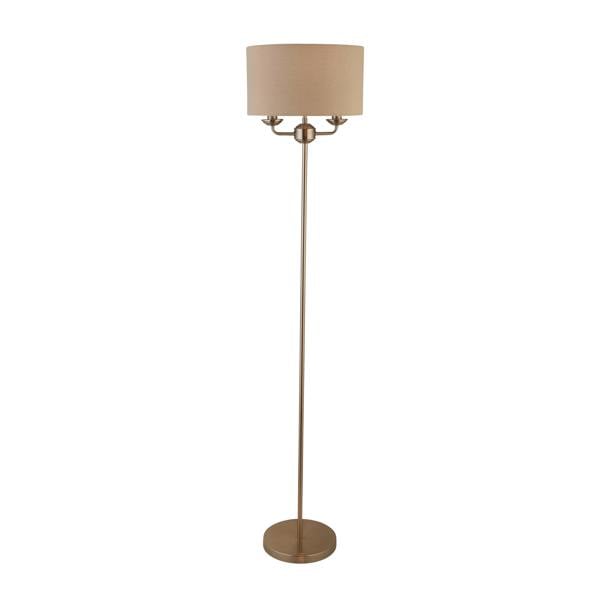 Lighting Collection Fulford Brushed Silver & Linen Shade Floor Lamp