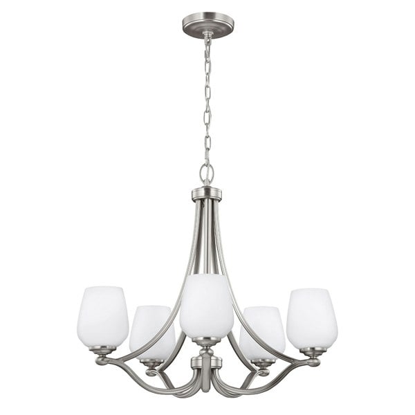 5 Bulb Chandelier Hanging Pendant LIght Satin Nickel LED E27 60W Bulb Loops