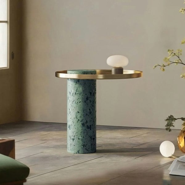Henrietta Side Table, Stainless Steel & Marble-Rit Concept-Rit Concept