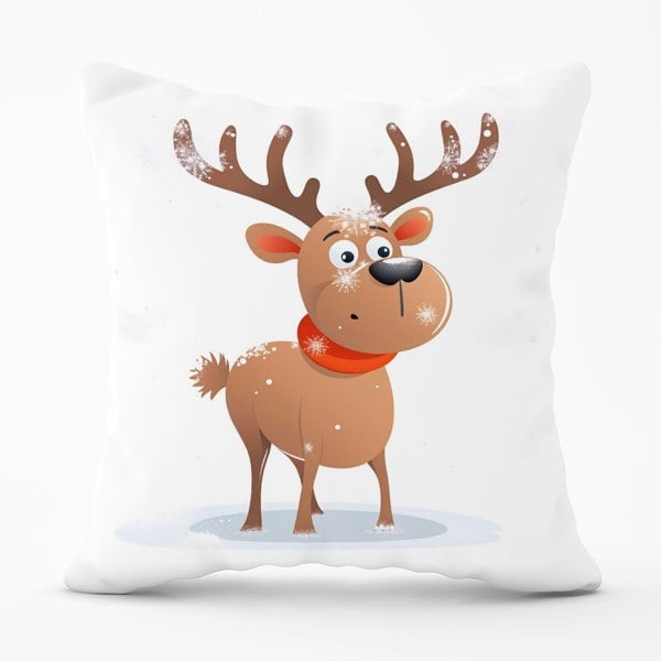 Warren Reed Reindeer In A Scarf Cushions