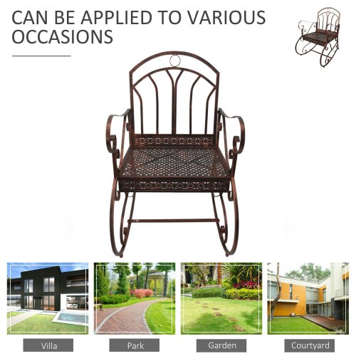 Wyld Haus Pabasa Vintage Inspired Metal Bronze Single Outdoor Rocking Armchair