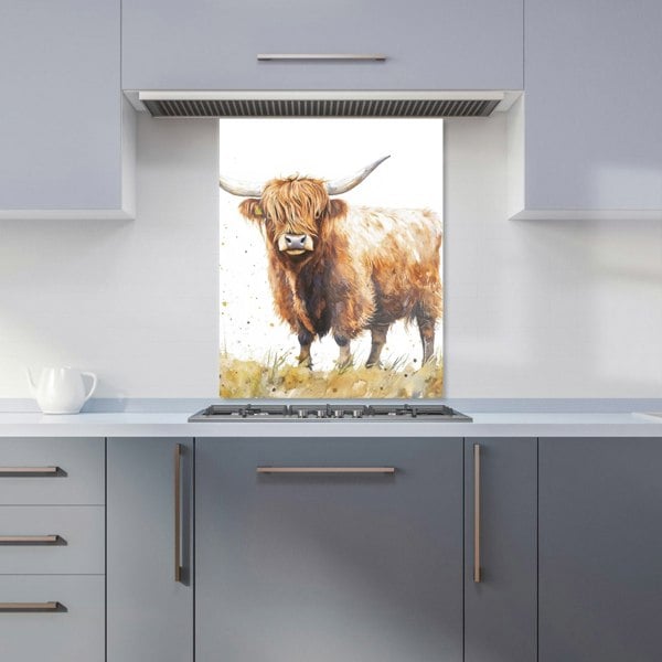 Warren Reed - Designer Watercolour Highland Cow Kitchen Splashback