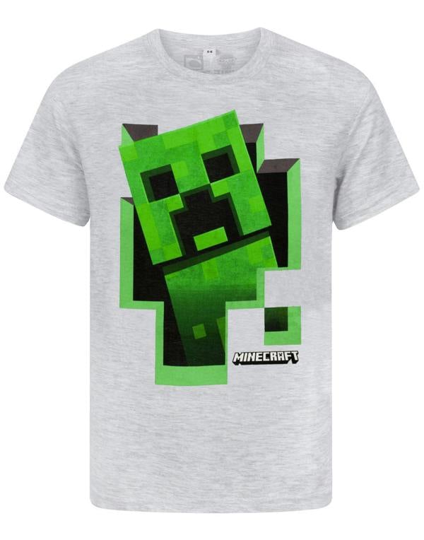 Minecraft Boys Black Large Creeper Character Print Short Sleeved T-Shirt