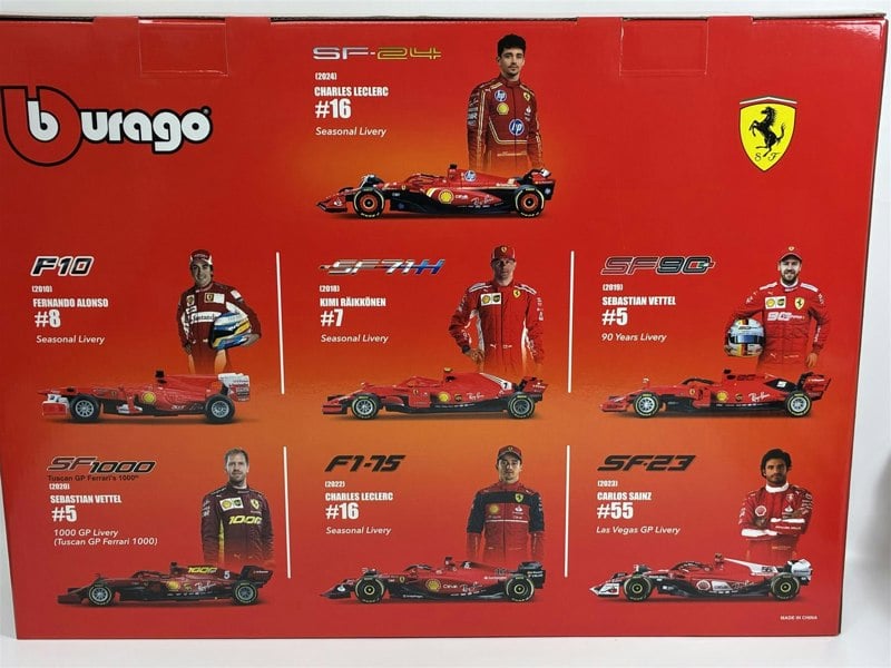 Ferrari Formula 1 Set of 7 Cars with Display Stand 1:43 Scale Bburago 36864