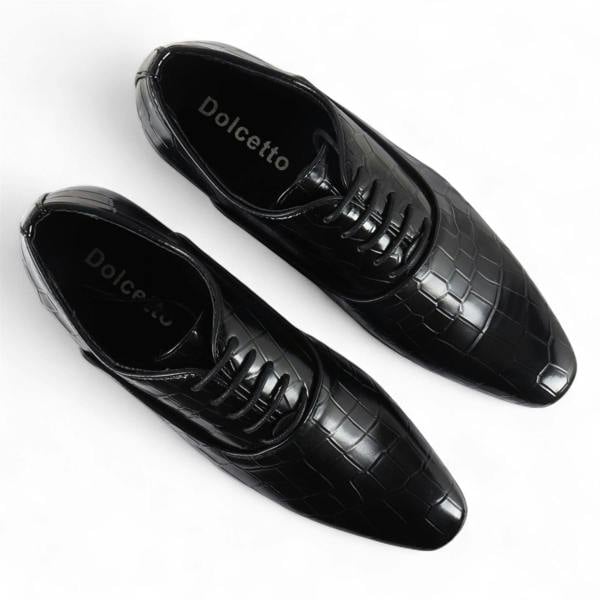 Dolcetto Men's Black Classic Lace-Up Oxford Derby Formal Shoes
