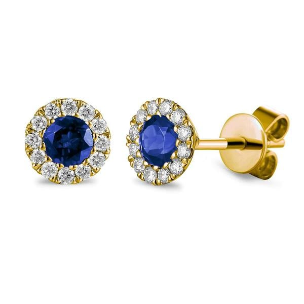 Sarah Layton Sapphire & Diamond Stud Earrings - 9ct Yellow Gold - NTE409SD-9YG