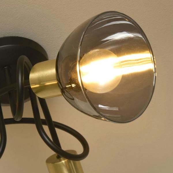 Pagazzi Lighting Elisa 3 Light Black & Gold Flush Ceiling Light