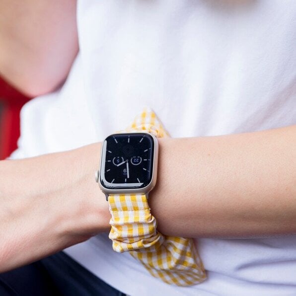 The Colourful Aura Multicolour Iwatch Cotton Bow Strap Band For Apple Watch Series 7 6 5 4 3 2 1 - Yellow