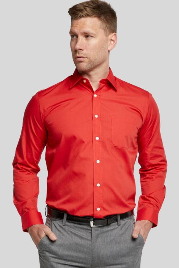 Red Classic Easy Care Long Sleeve Shirt