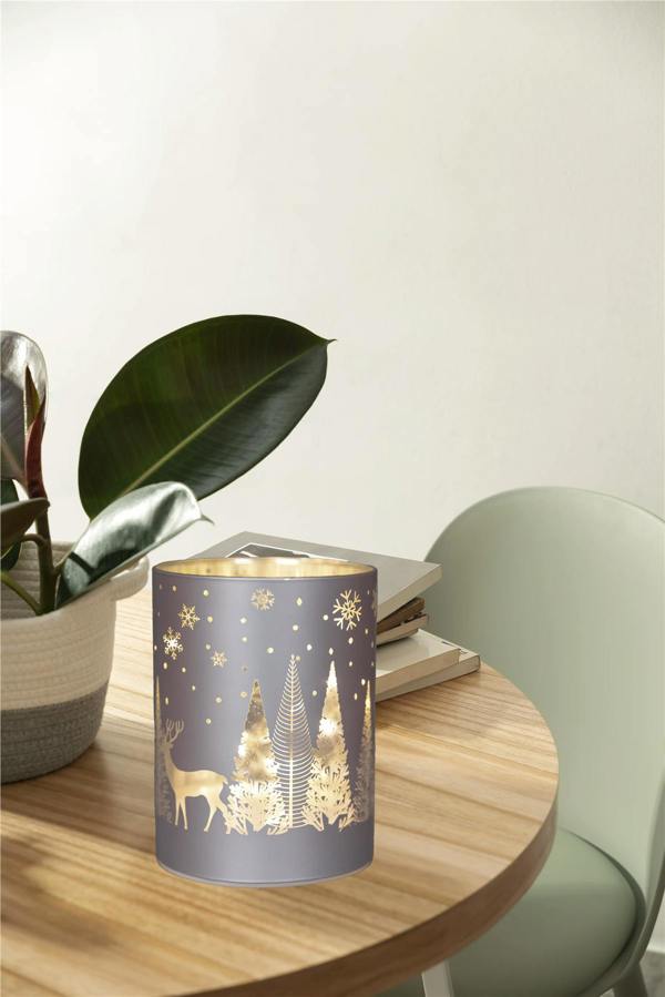 14cm Christmas Decorated Glass Vase LED Lamp with Warm White Lights for Indoor Festive Display image 5
