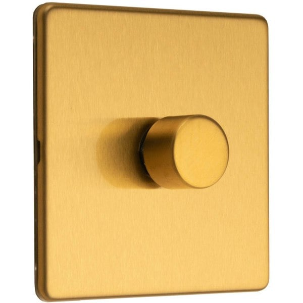 2 PACK 1 Gang Dimmer Switch 2 Way LED SCREWLESS SATIN BRASS Light Dimming Wall
