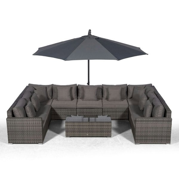 Giardino Havana 9 Seat Rattan Sofa Conversation Set with Large Coffee Table