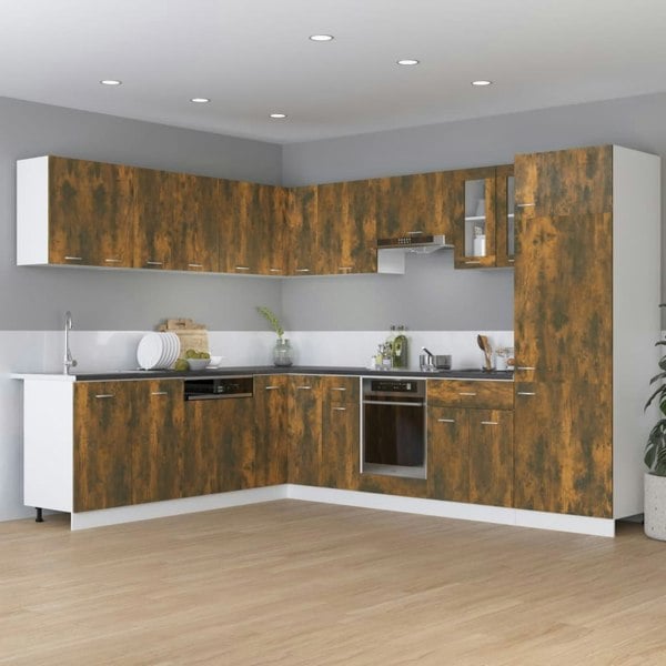 Berkfield Hanging Corner Cabinet Smoked Oak 57x57x60 cm Engineered Wood