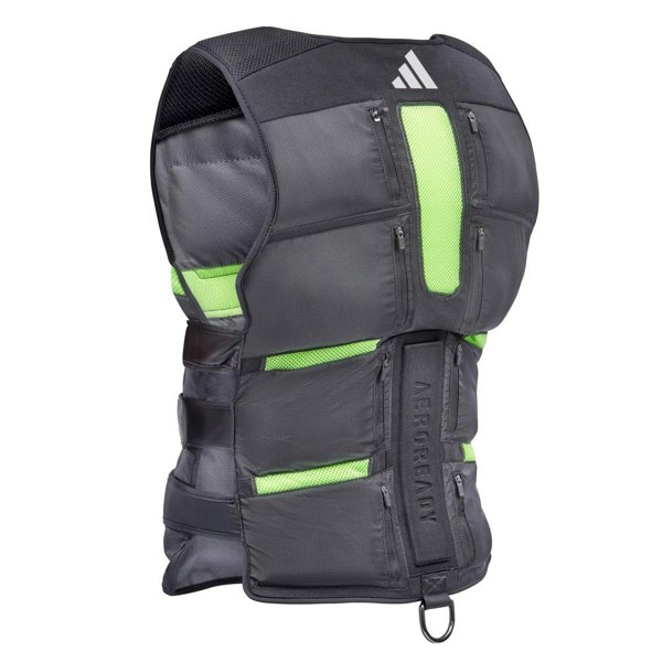Black and green athletic vest with Adidas logo on a white background