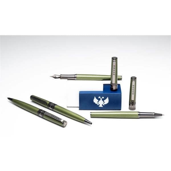 Tom Hessin Rebel Collection Garrison Green Fountain Pen With Gunmetal Trim & PVD Black Fine Nib