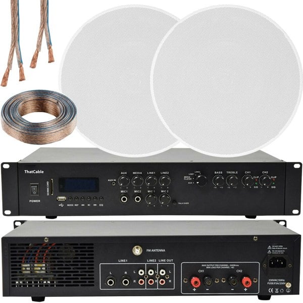 400W Bluetooth Sound System 2x 6.5 Slim Ceiling Speaker Channel HiFi Amplifier