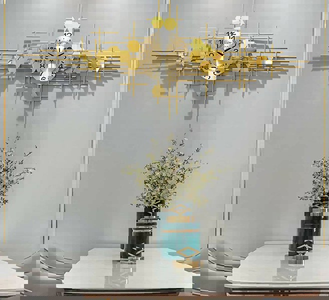 Clark Art Deco Wall Clock, Silent Clock, Gold-Weilai-Weilai Concept