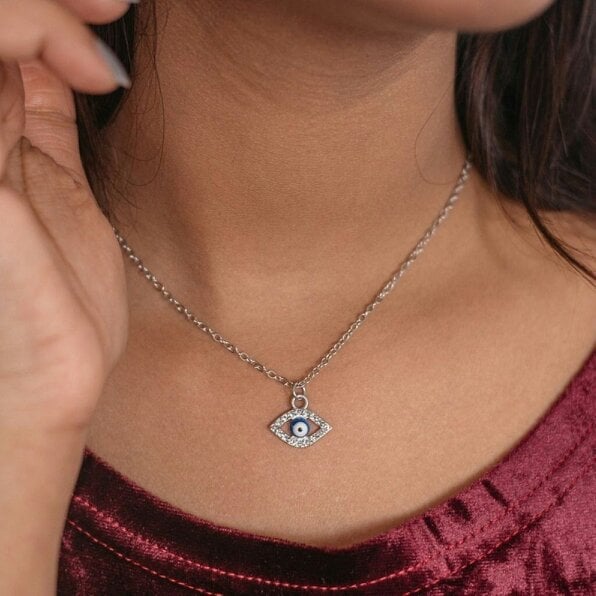 The Colourful Aura Evil Eye Zircon Minimalist Adjustable Turkish Boho Charm Pendant Necklace