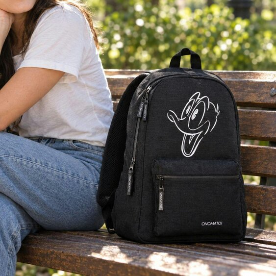 Onomato! Disney Donald Duck Backpack with Front Zip Pocket Black