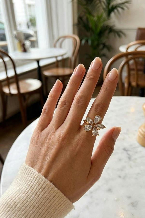 ARIIRA Finlay Gold Tone Crystal Flower Open