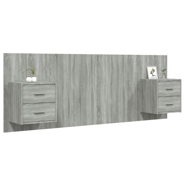 Berkfield Bed Headboard with Cabinets Grey Sonoma Engineered Wood