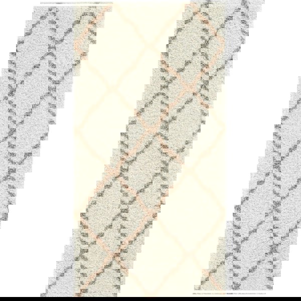 Moroccan Design Thick Shaggy Area Rugs Ivory Beige