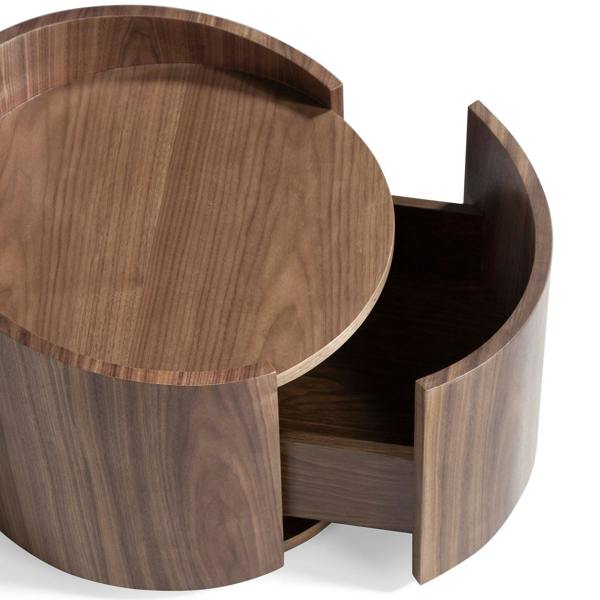 Angel Cerdá Walnut and black steel bedside table 7130