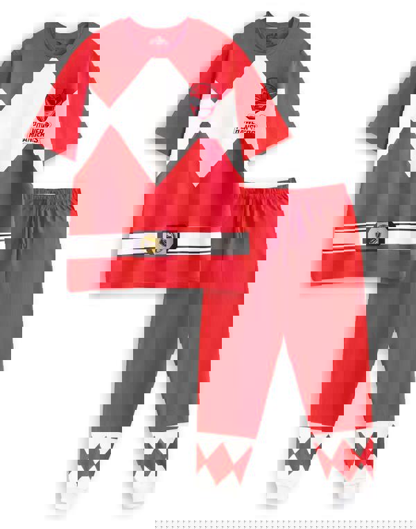 Power Rangers Mens Red Red Character Short Sleeve Long Leg Pyjama Set