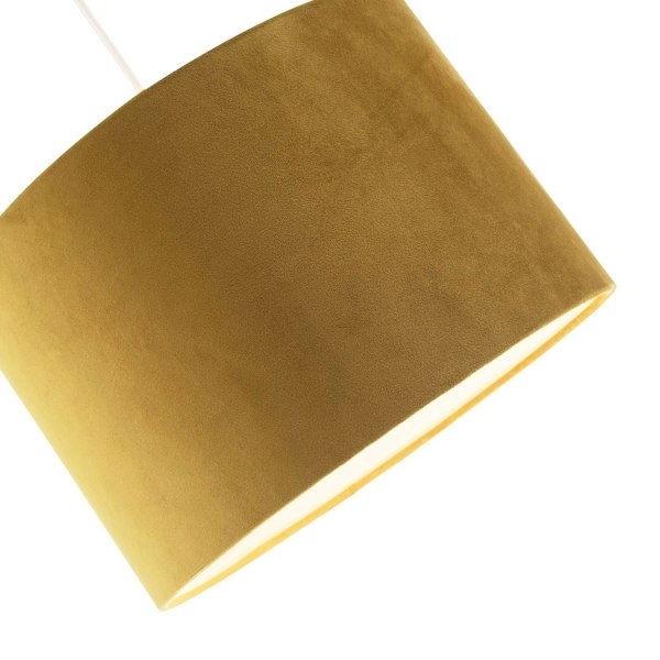 Soft Velvet Dark Mustard Fabric Round Lamp Shade for Table or Pendant Image 3