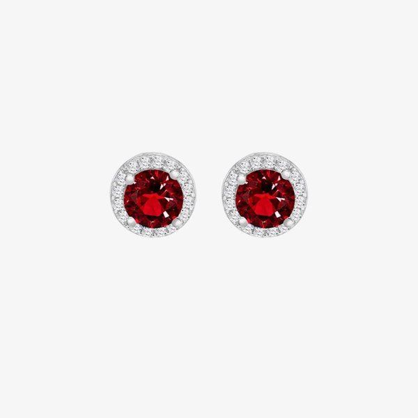 T. H. Baker Sterling Silver Brilliant Cut Cubic Zirconia Halo Stud Earrings 8.59.1809