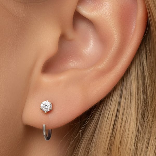 MUCHV Dainty Threader Hoop Earrings With Cubic Zirconia Stone