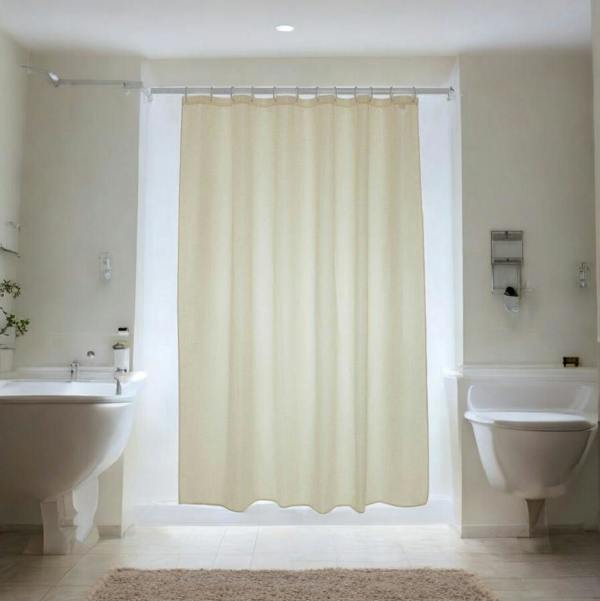 Cream Polyester 180x200 Shower Curtain (width x drop) w/ Rings