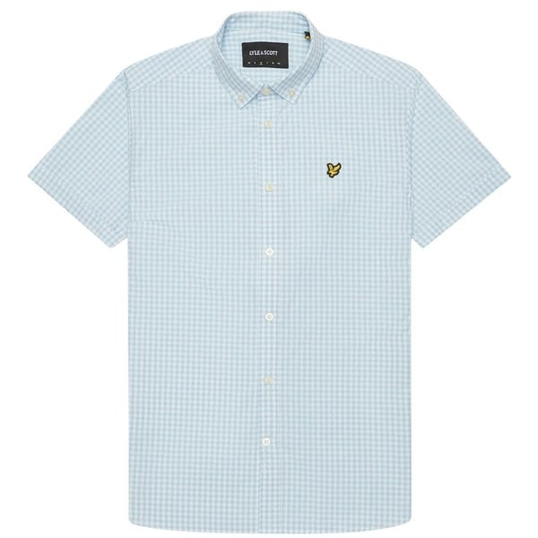 Lyle & Scott Short Sleeve Blue Gringham Shirt S