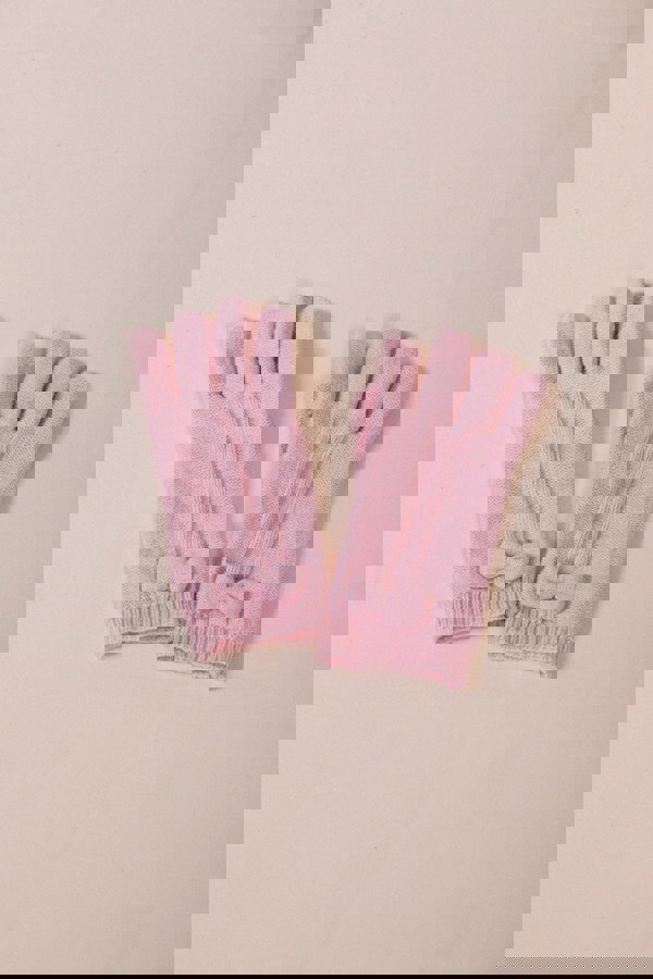 SVNX Bow Knitted Gloves In Pink