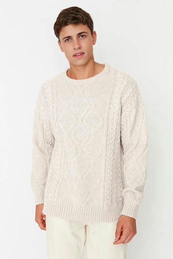 WOVCOR Crew Neck Hair Knit Men's Sweater
