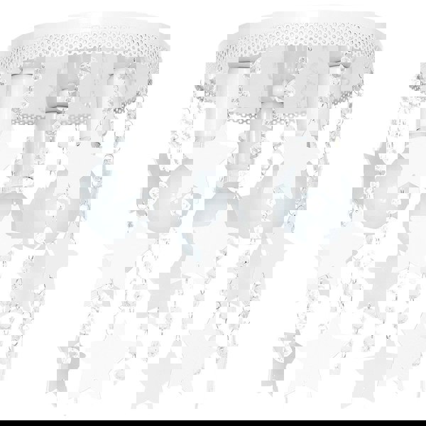 Milagro Ceiling Lamp Star 3XE27 White Attractive Hand Made Chandelier With Suspended Crystals And Stars