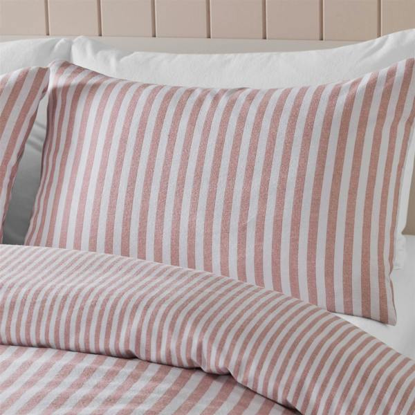 Brushed Stripe Blush Pink Duvet Cover Set