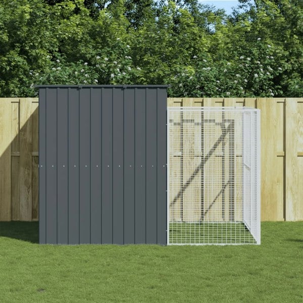Berkfield Dog House with Run Anthracite 214x253x181 cm Galvanised Steel