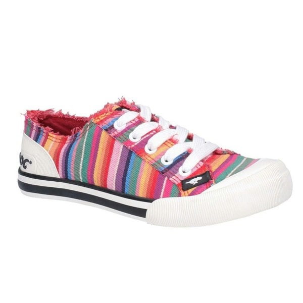 Rocket Dog Womens Jazzin Eden Stripe Lace Up Canvas Trainer - Red/Multi