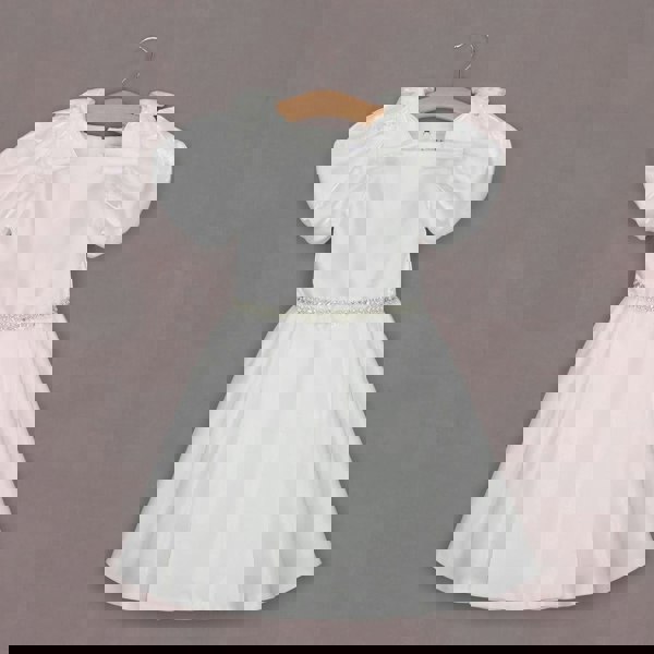 Pretty girls dress with puff sleeves and diamante sash