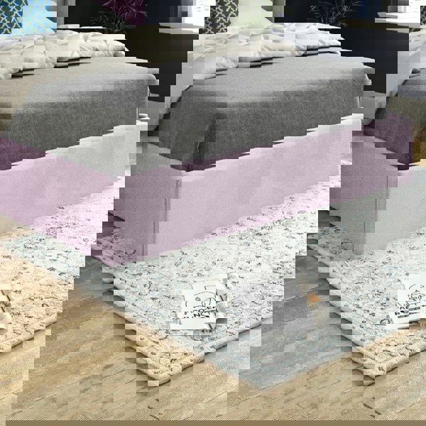 Casa Magna Nuno Straight Winged Upholstered Soft Velvet Bed Frame - Pink