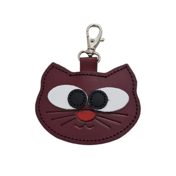 Zatchels Colourful Cat Bag Charm - Oxblood