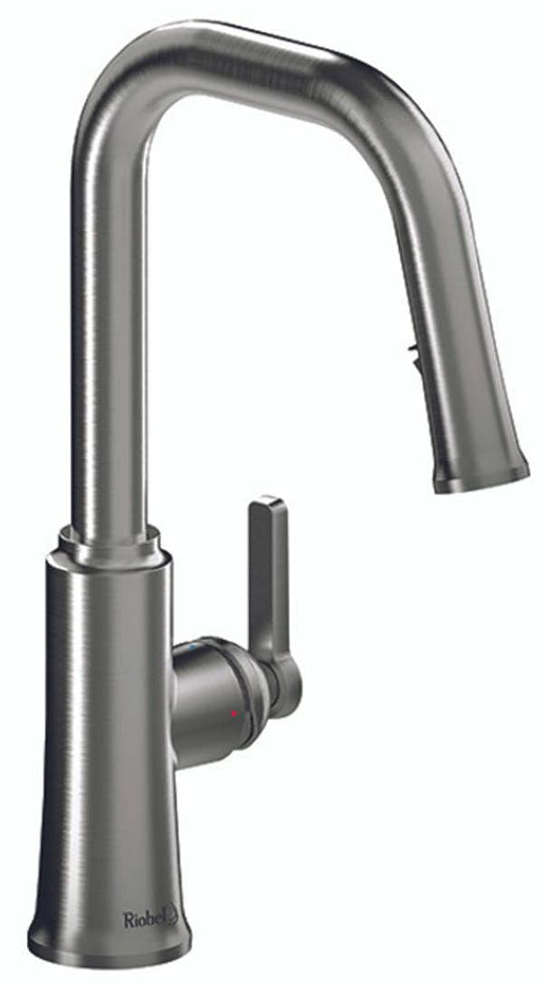 Riobel Trattoria Mixer with Pull Down Spray Square Spout Stainless Steel Kitchen Tap