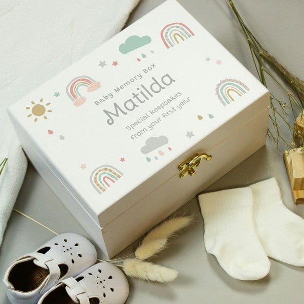 Personalised Memento Company Personalised Rainbow Small Wooden Keepsake Box