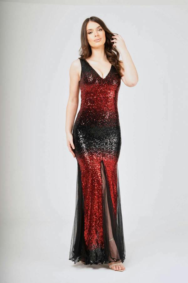 LuvForever Two-Tone Sleeveless Gradient Sequin Maxi Dress