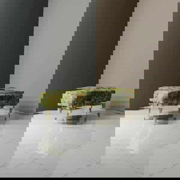 Designer pattern upholstered bench for dining room seating