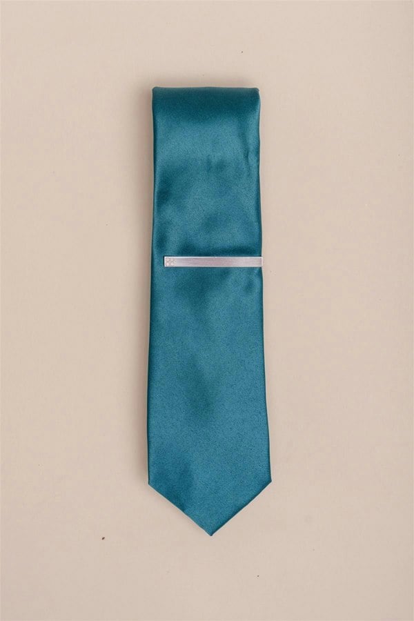 Plain aqua tie set