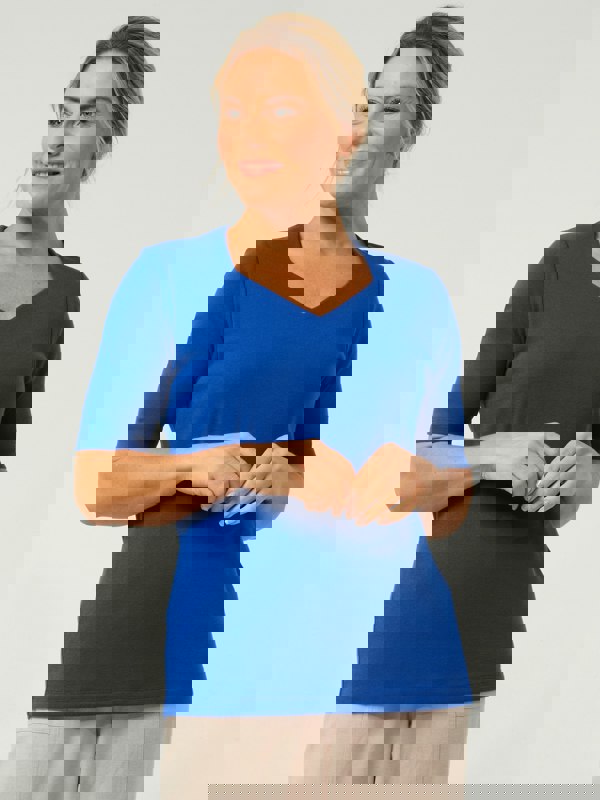 PennyPlain High Back Sweetheart Neck Top - Royal